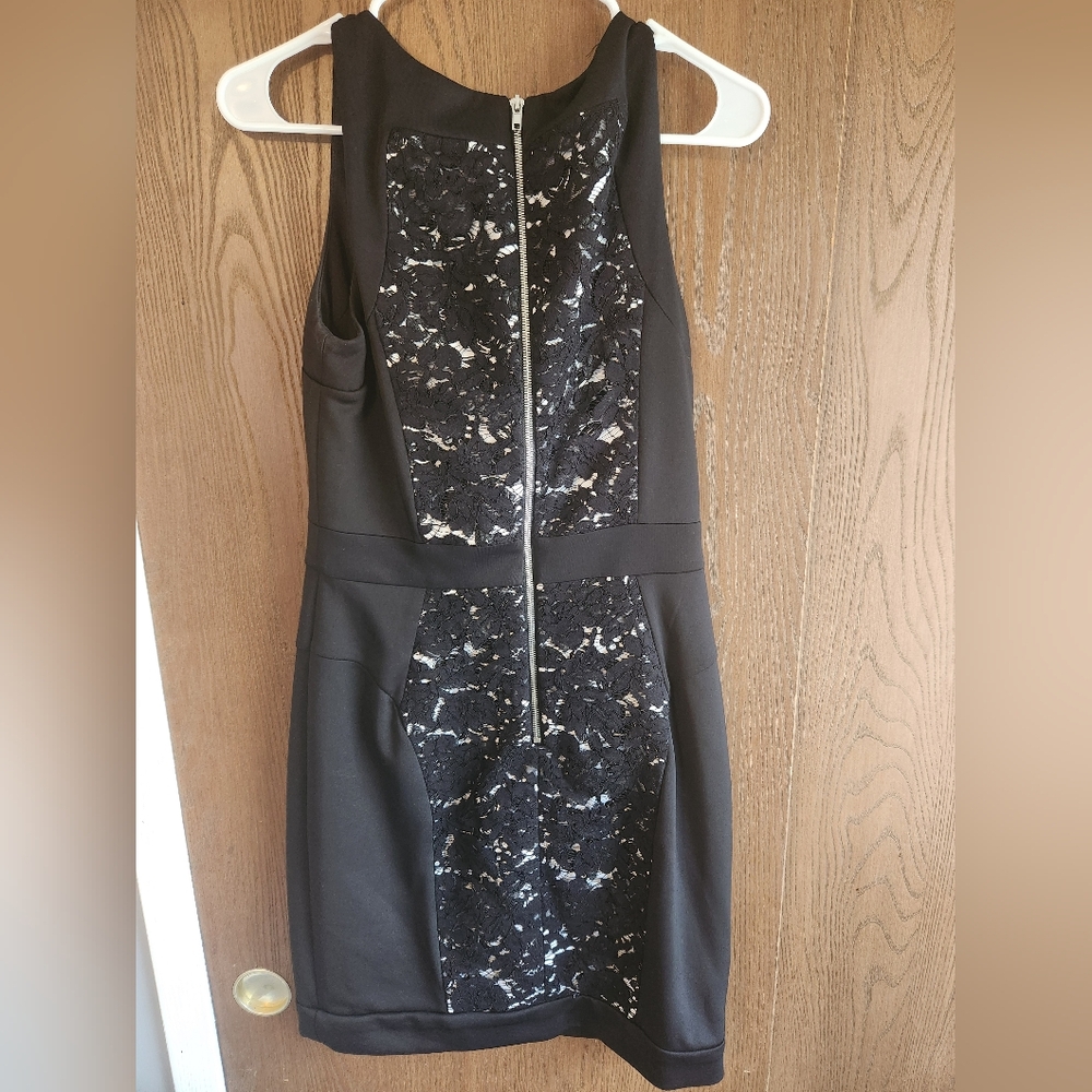 Betsey Johnson Black Mini Dress with Silver Pattern - Picture 3 of 4